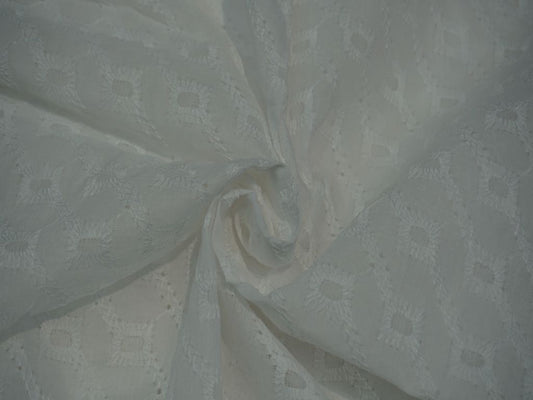 White Dyeable Abstract Chikankari Embroidered Fabric Siyani Clothing India