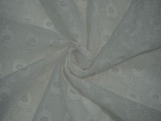 White Dyeable Flower Chikankari Embroidered Fabric Siyani Clothing India