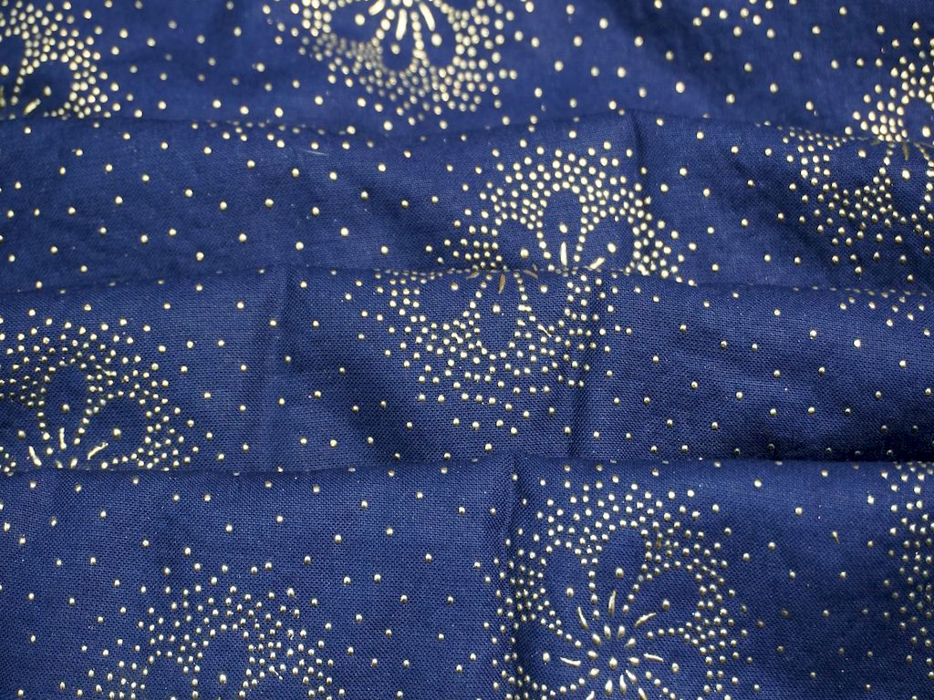 Royal Blue Sprinkle Foil Print Rayon Fabric Siyani Clothing India
