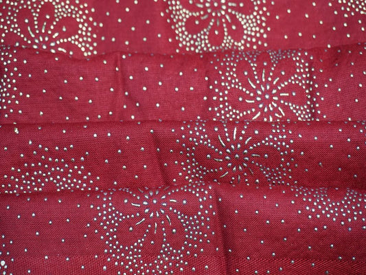 Carrot Red Sprinkle Foil Print Rayon Fabric Siyani Clothing India