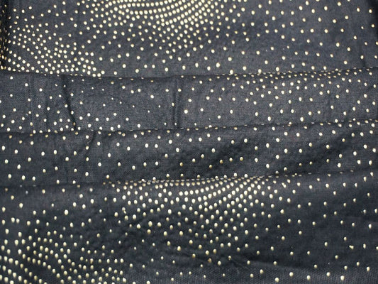 Navy Blue Golden Sprinkle Foil Print Rayon Fabric Siyani Clothing India