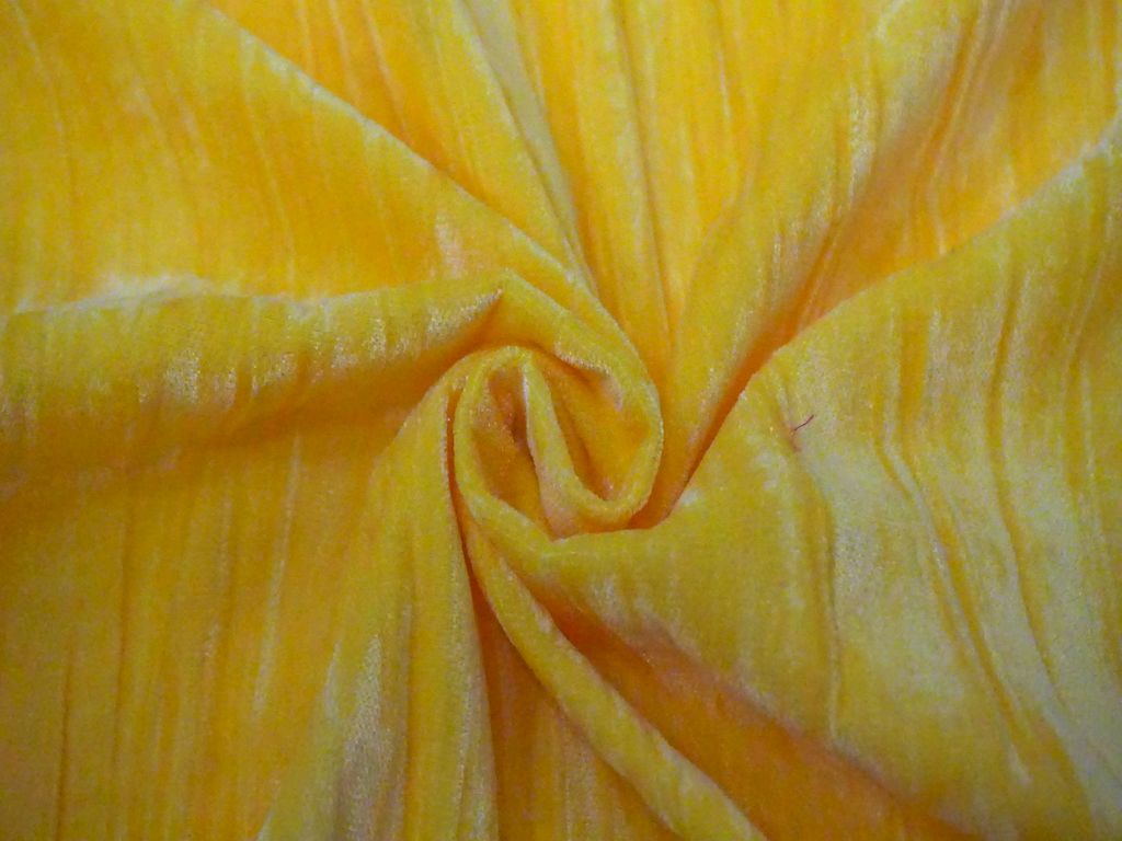 Yellow Crush Velvet Fabric Siyani Clothing India