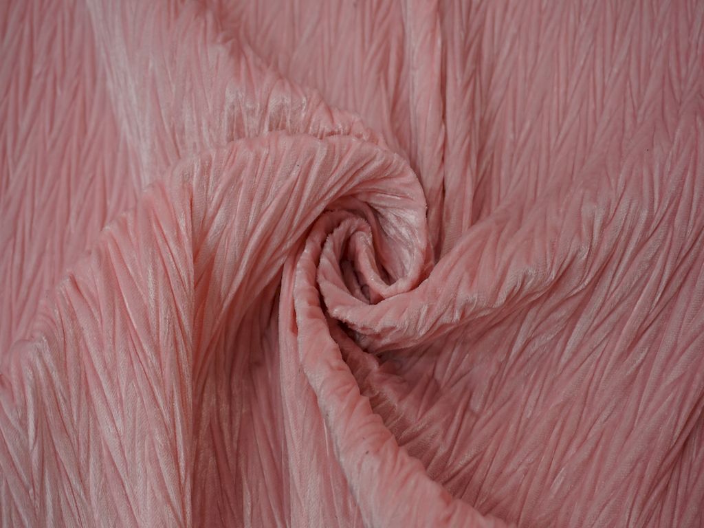 Baby Pink Crush Velvet Fabric Siyani Clothing India