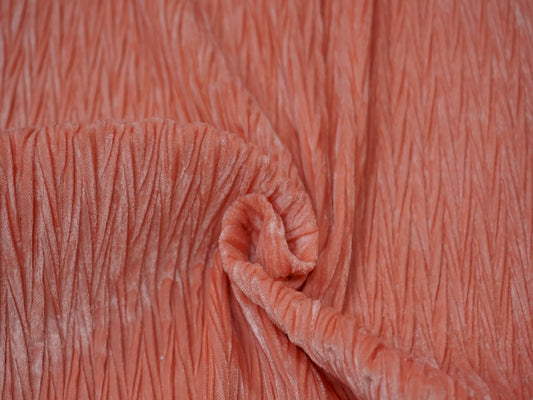 Peach Crush Velvet Fabric Siyani Clothing India