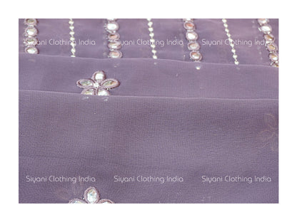 Lavender Mirror Embroidered Georgette Fabric Siyani Clothing India