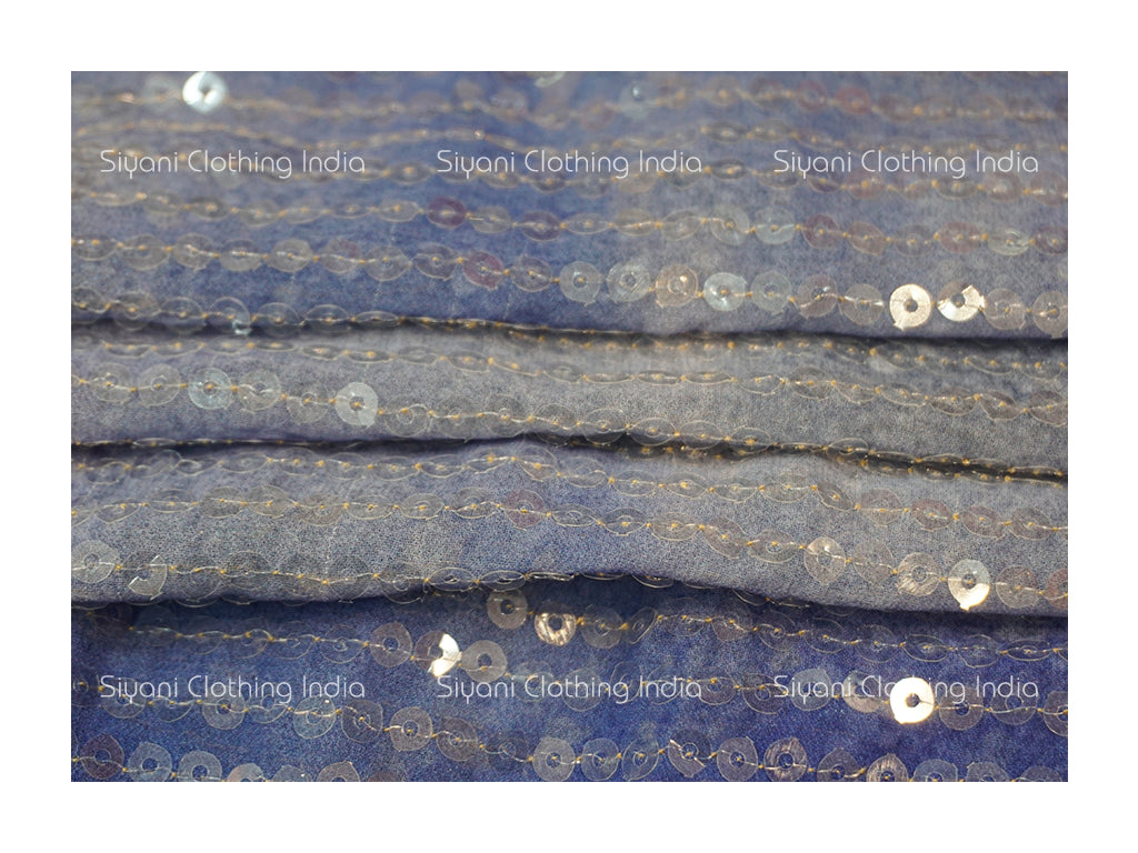 Blue Dual Tone Sequins Embroidered Georgette Fabric Siyani Clothing India