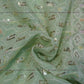 Siyani Green Sequins And Thread Embroidered Chiffon Fabric