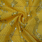 Siyani Mustard Sequins And Thread Embroidered Chiffon Fabric