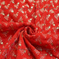 Siyani Bright Red Zari Embroidered Velvet Fabric