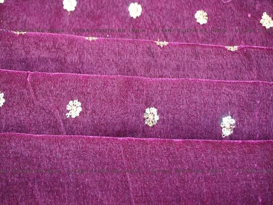 Purple Sequins Boota Floral Embroidered Velvet Fabric