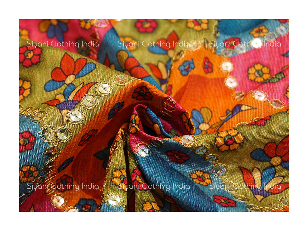 Multicolor Sequins And Thread Embroidered Georgette Fabric Siyani Clothing India