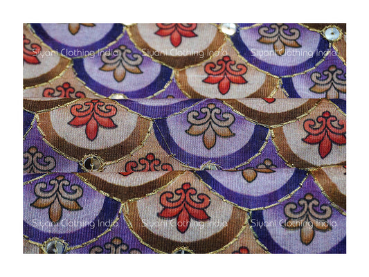 Purple Sequins And Circular Thread Embroidered Georgette Fabric Siyani Clothing India