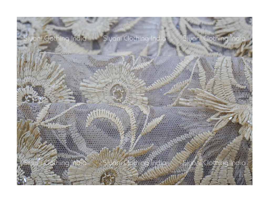 White Thread Embroidered Georgette Fabric Siyani Clothing India