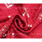 Siyani Red Sequins And Thread Abstract Embroidered Georgette Fabric