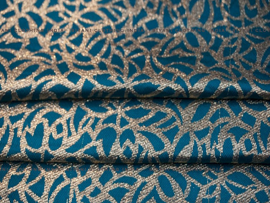 Blue Gota Embroidered Silk Fabric - Siyani Clothing India
