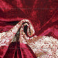 Siyani Maroon Golden Sequins Border Embroidered Velvet Fabric