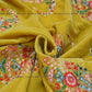 Siyani Mustard Multicolor thread Embroidered Velvet Fabric