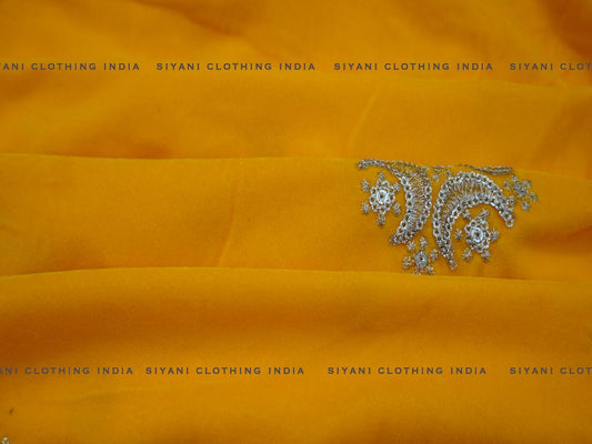 Mustard Zari Embroidered Velvet Fabric