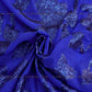 Siyani Royal Blue Floral Sequins Embroidered Georgette Fabric