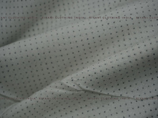 White With Black Polka Dots Print Cotton Fabric - Siyani Clothing India