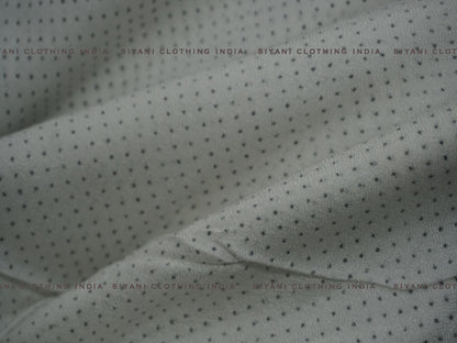 White With Black Polka Dots Print Cotton Fabric - Siyani Clothing India