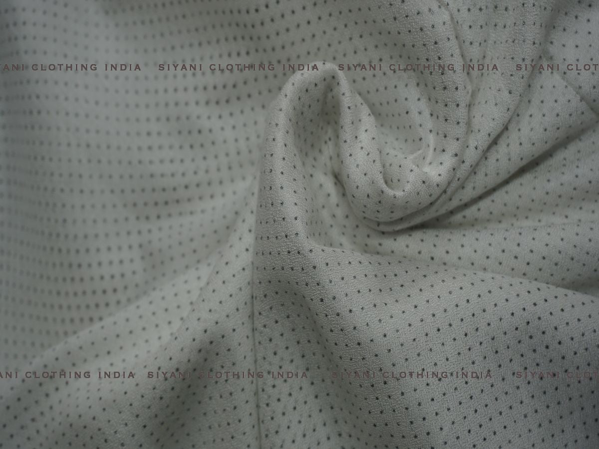 Siyani White With Black Polka Dots Print Cotton Fabric