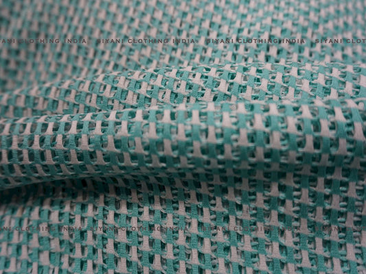 Green Embroidered Net Fabric
