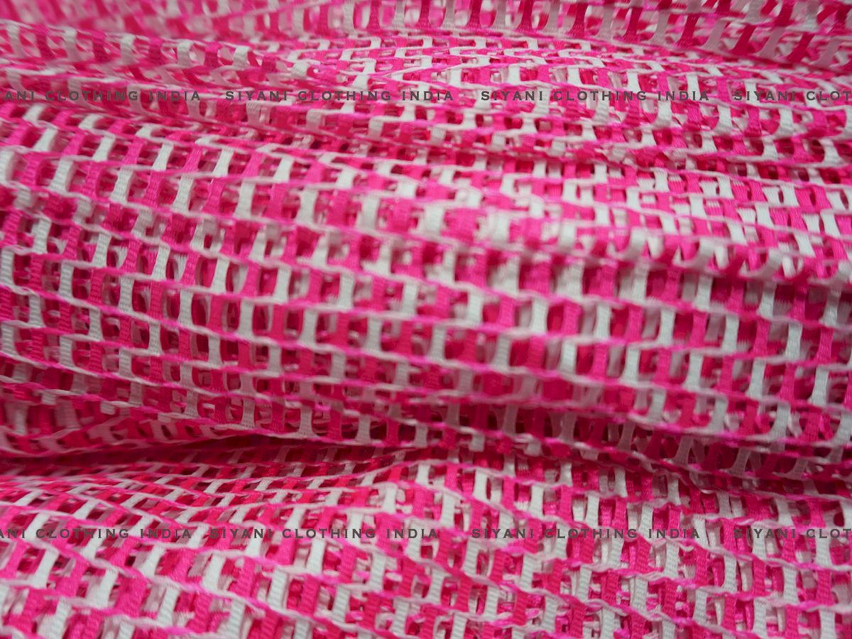 Magenta Embroidered Net Fabric - Siyani Clothing India