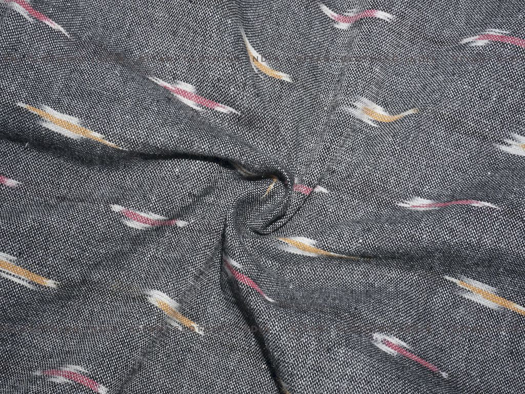 Siyani Grey With Multicolor Pattern Cotton Ikkat Fabric