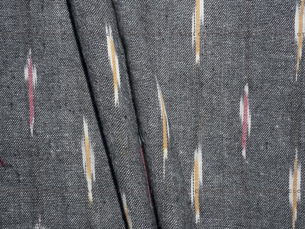 Grey With Multicolor Pattern Cotton Ikkat Fabric - Siyani Clothing India