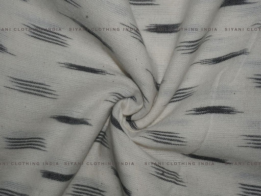 Siyani White With Black Pattern Cotton Ikkat Fabric