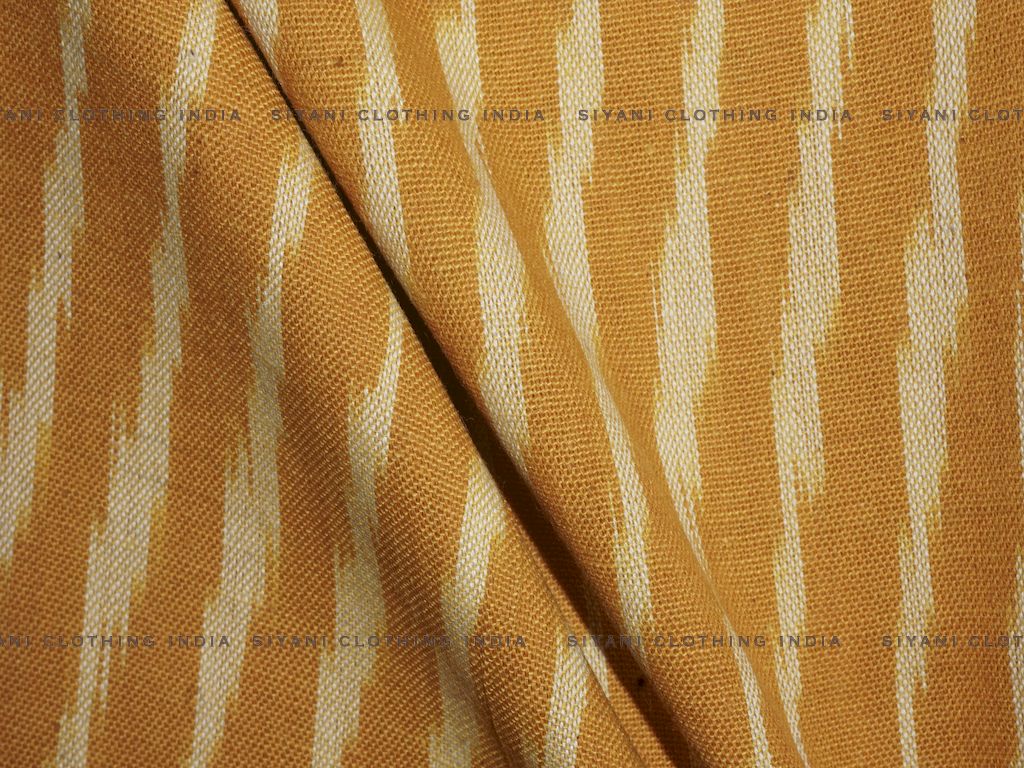 Mustard Cotton Ikkat Fabric - Siyani Clothing India