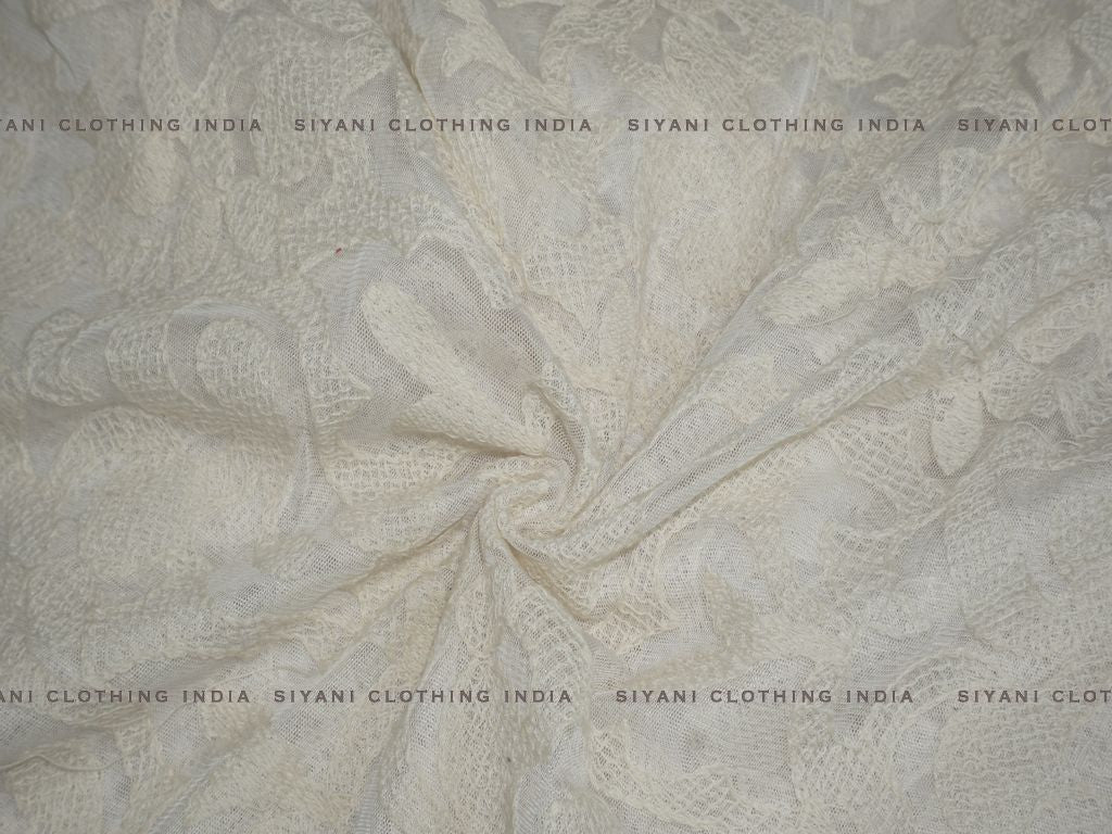 Siyani Off White Resham Embroidered Net Fabric