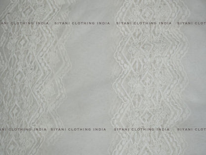 Dyeable White Panel Design Embroidered Net Fabric - Siyani Clothing India