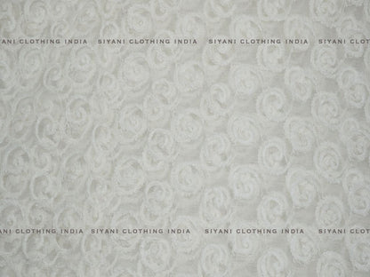 Dyeable White Rejli Embroidered Net Fabric - Siyani Clothing India