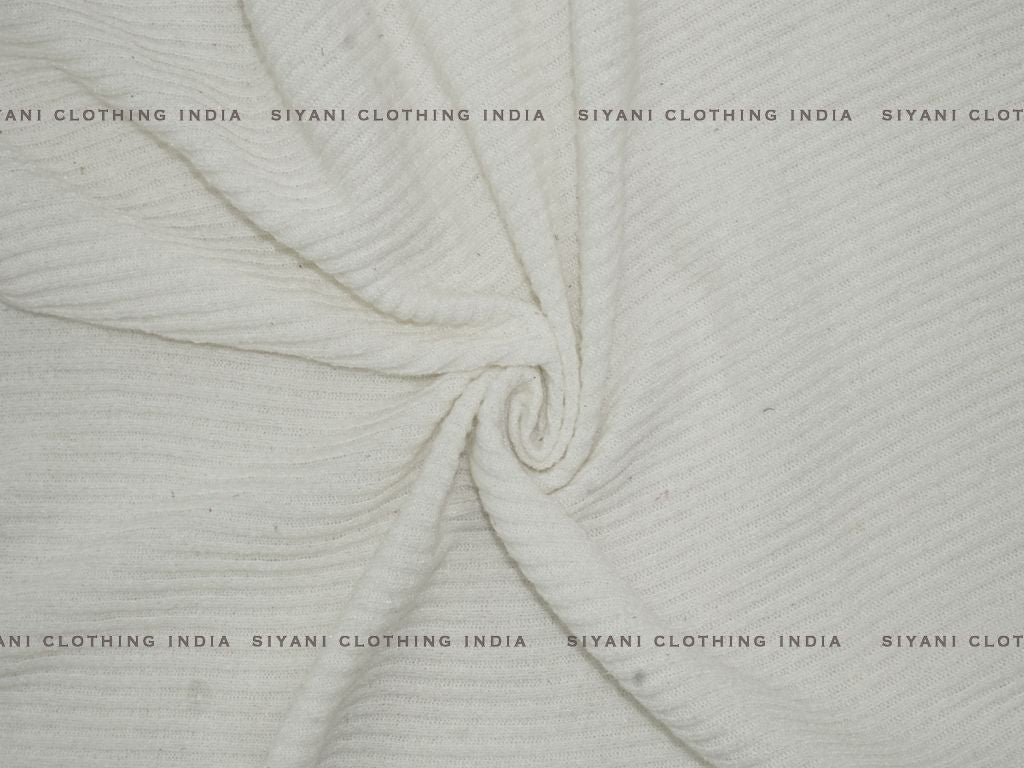 Siyani White Woven Wool Fabric