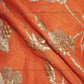 Orange Floral Gota Embroidered Silk Fabric - Siyani Clothing India