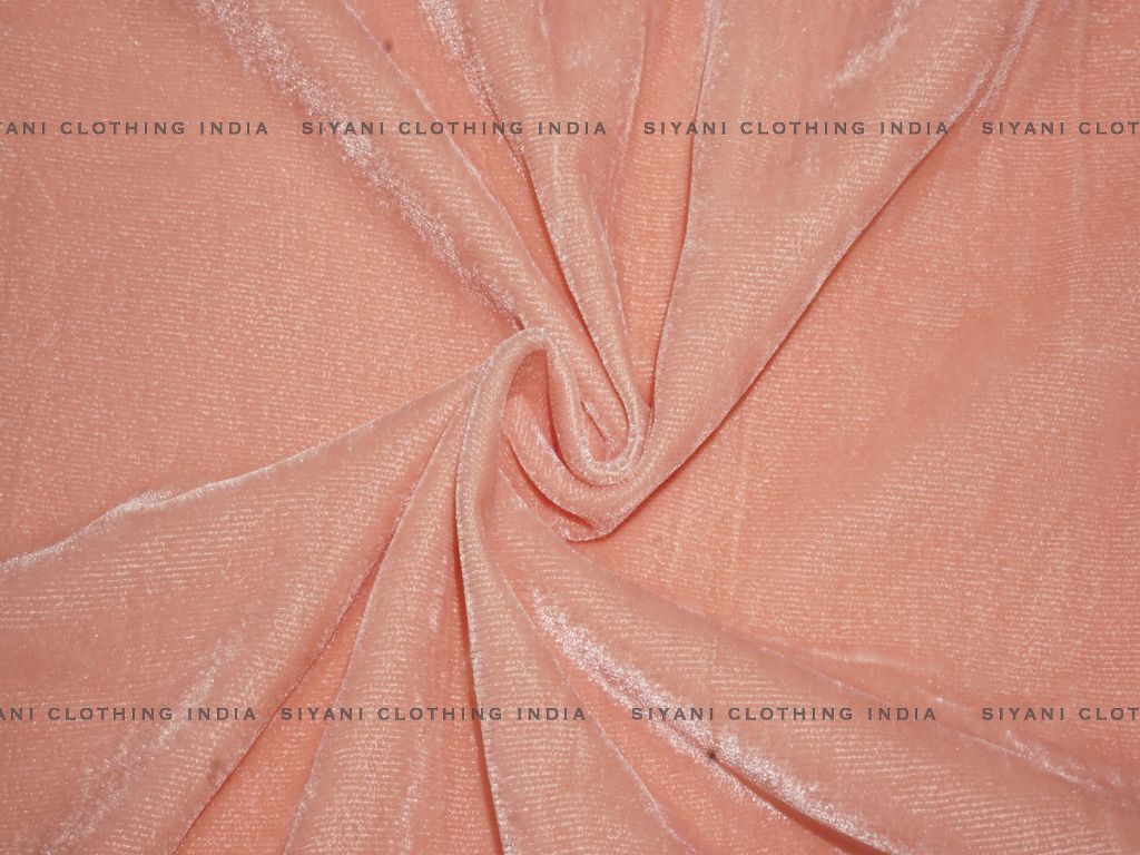 Siyani Peach Solid Velvet Fabric