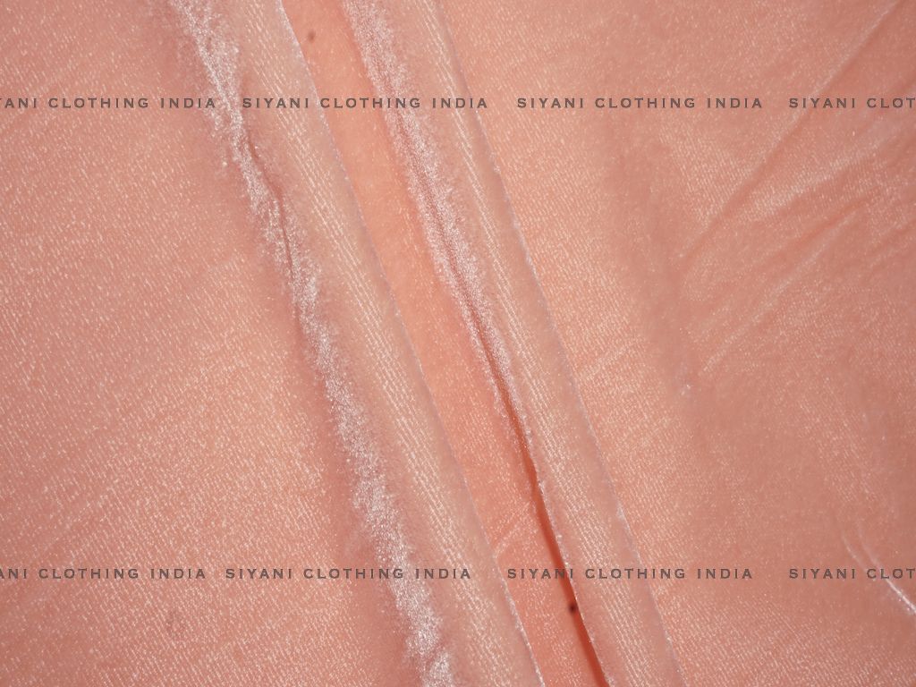 Peach Solid Velvet Fabric - Siyani Clothing India