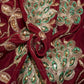 Siyani Red Zari And Thread Embroidered Velvet Fabric