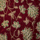 Red Zari And Thread Embroidered Velvet Fabric - Siyani Clothing India