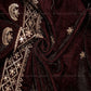 Siyani Maroon Border And Gota Embroidered Velvet Fabric