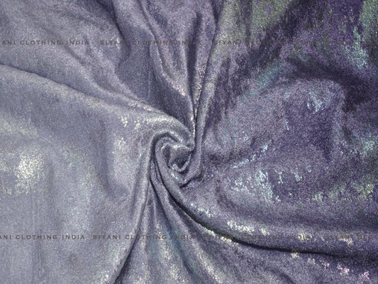 Siyani Grey And Levender Ombre Pattern Embroidered Velvet Fabric