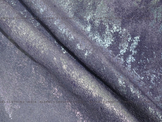 Grey And Levender Ombre Pattern Embroidered Velvet Fabric - Siyani Clothing India