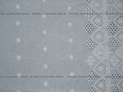 Kora Cotton Dyeable Border Pattern Chikankari Embroidered Fabric - Siyani Clothing India