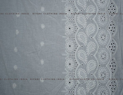 Kora Cotton Dyeable Border Pattern Chikankari Embroidered Fabric - Siyani Clothing India