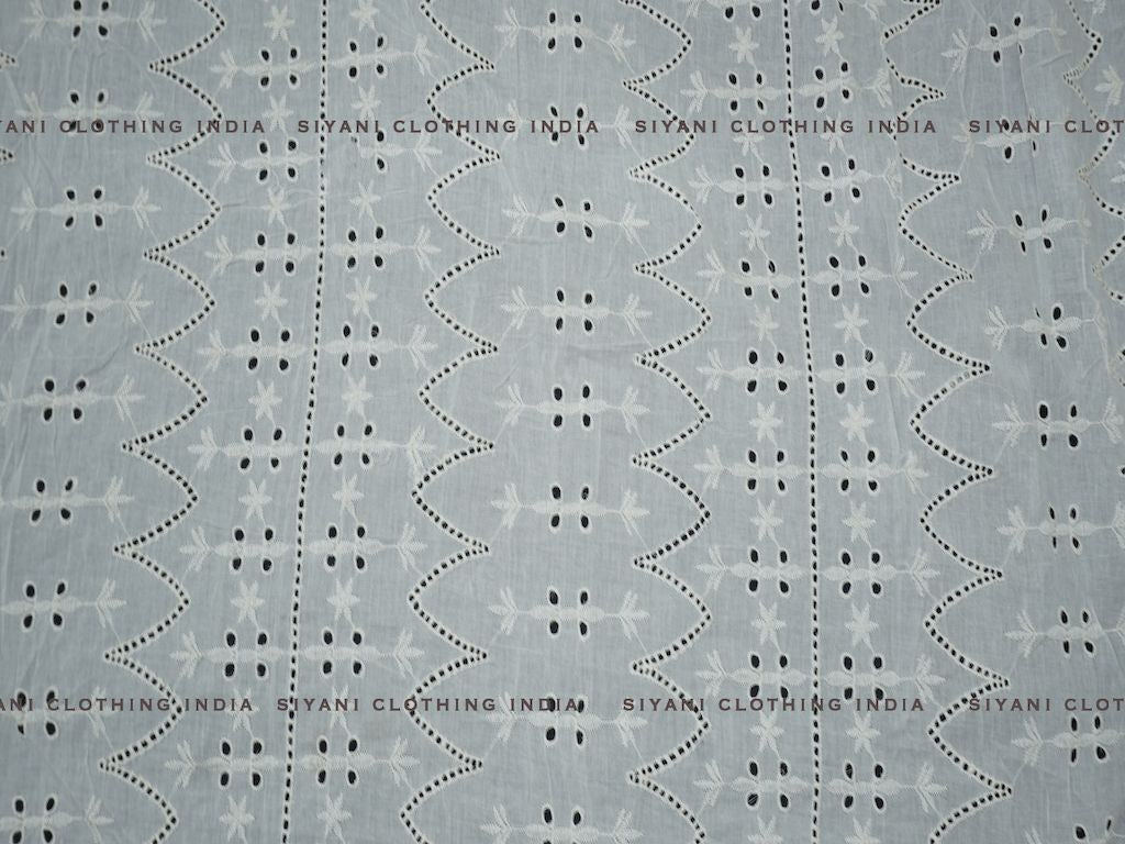 Kora Cotton Dyeable Cutwork Chikankari Embroidered Fabric - Siyani Clothing India