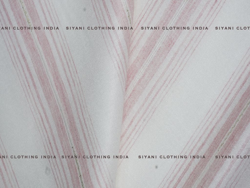 Baby Pink Stripes Pattern Cotton Lurex Fabric - Siyani Clothing India