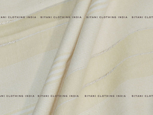 Lemon Yellow Stripes Pattern Cotton Lurex Fabric - Siyani Clothing India