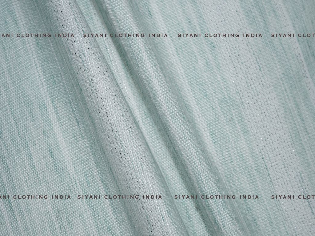 Leaf Green Stripes Pattern Cotton Lurex Fabric - Siyani Clothing India